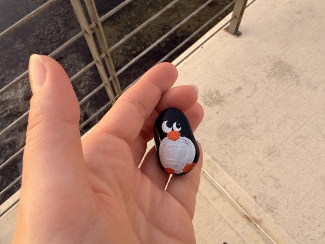Hand-painted penguin stone #762 hidden at Paphos Castle, Paphos, Cyprus (photo 3 of 5)
