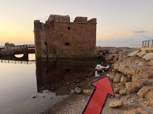 Hand-painted penguin stone #762 hidden at Paphos Castle, Paphos, Cyprus (photo 5 of 5)