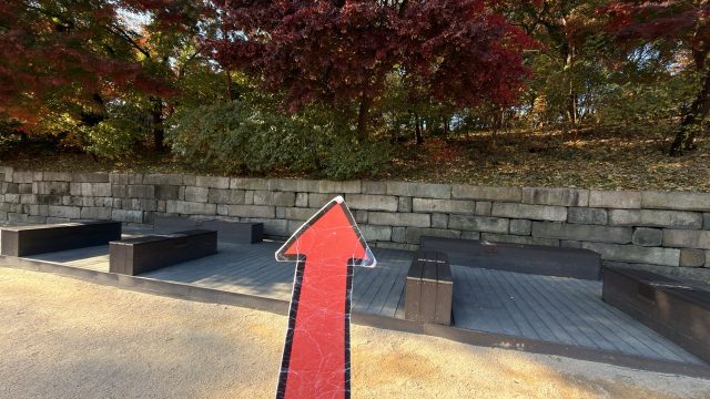 Hand-painted penguin stone #1414 hidden at Stone wall at Changdeokgung Palace, Seoul, South Korea (photo 5 of 5)