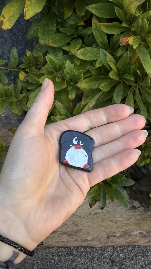 Hand-painted penguin stone #200 hidden at Stone sign at Haedong Yonggungsa Temple, Busan, South Korea (photo 5 of 5)