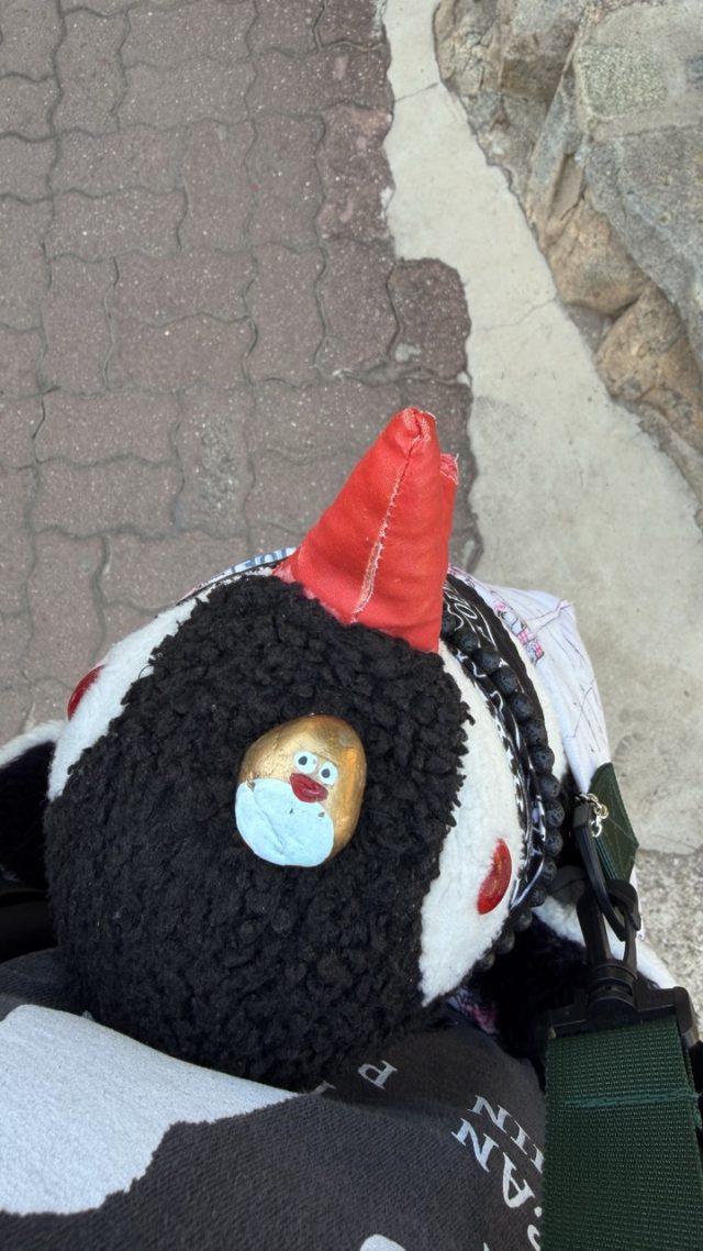 Hand-painted penguin stone #509 hidden at Stone Dragon at Haedong Yonggungsa Temple, Busan, South Korea (photo 3 of 5)