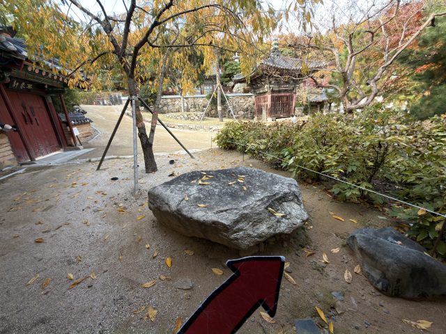 Hand-painted penguin stone #701 hidden at Bongeunsa Temple, Seoul, South Korea (photo 2 of 5)