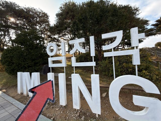 Hand-painted penguin stone #724 hidden at Imjingak Sign, Gyeonggi-do, South Korea (photo 4 of 5)