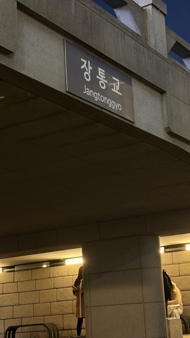 Hand-painted penguin stone #825 hidden at Jangtonggyo Bridge at Cheonggyecheon Stream, Seoul, South Korea (photo 3 of 5)