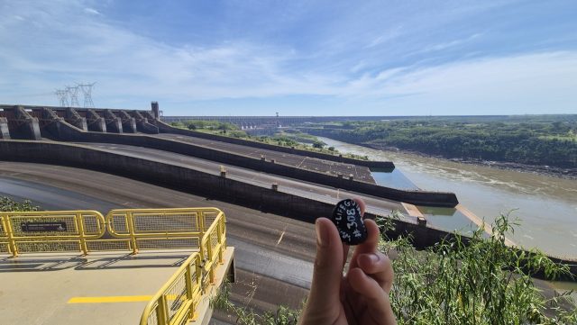 Hand-painted penguin stone #308 hidden at Mirador Itaipu Paraguay, Itaipu, Paraguay (photo 2 of 4)