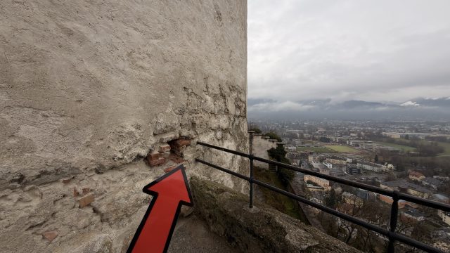 Hand-painted penguin stone #400 hidden at Geyerturm, Salzburg, Austria (photo 4 of 5)