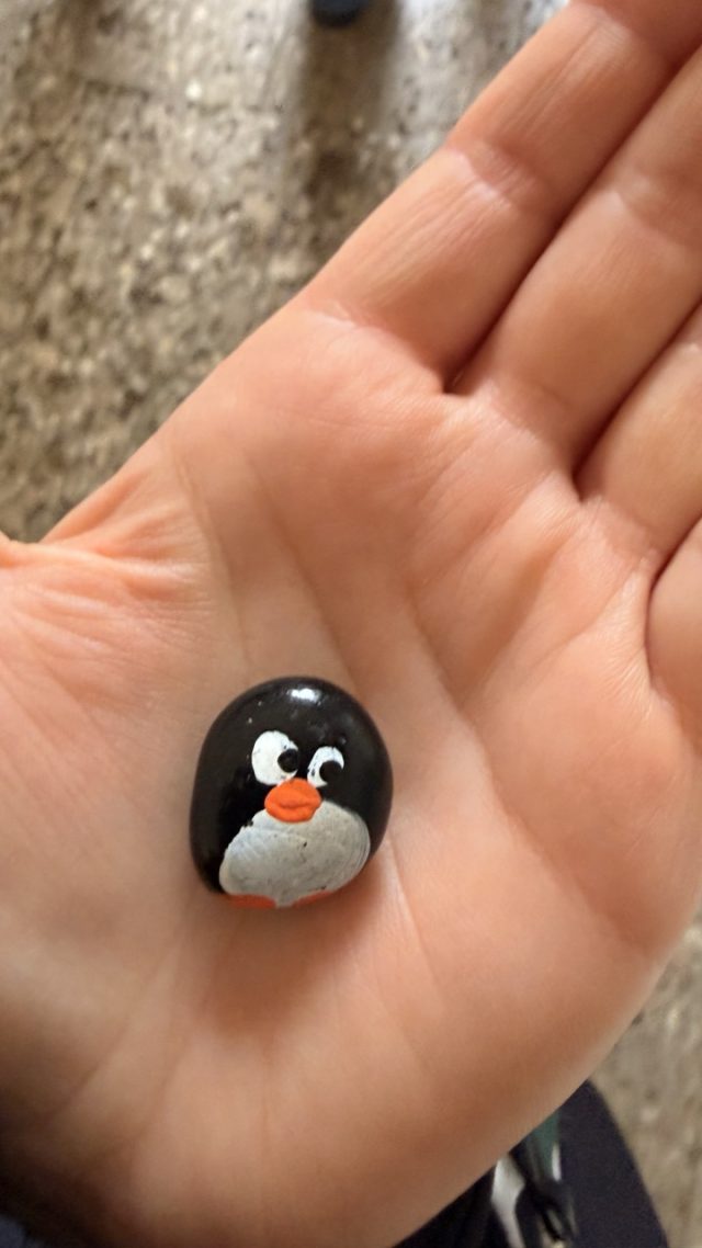 Hand-painted penguin stone #803 hidden at Kremsmunster Abbey, Kremsmunster, Austria (photo 4 of 5)