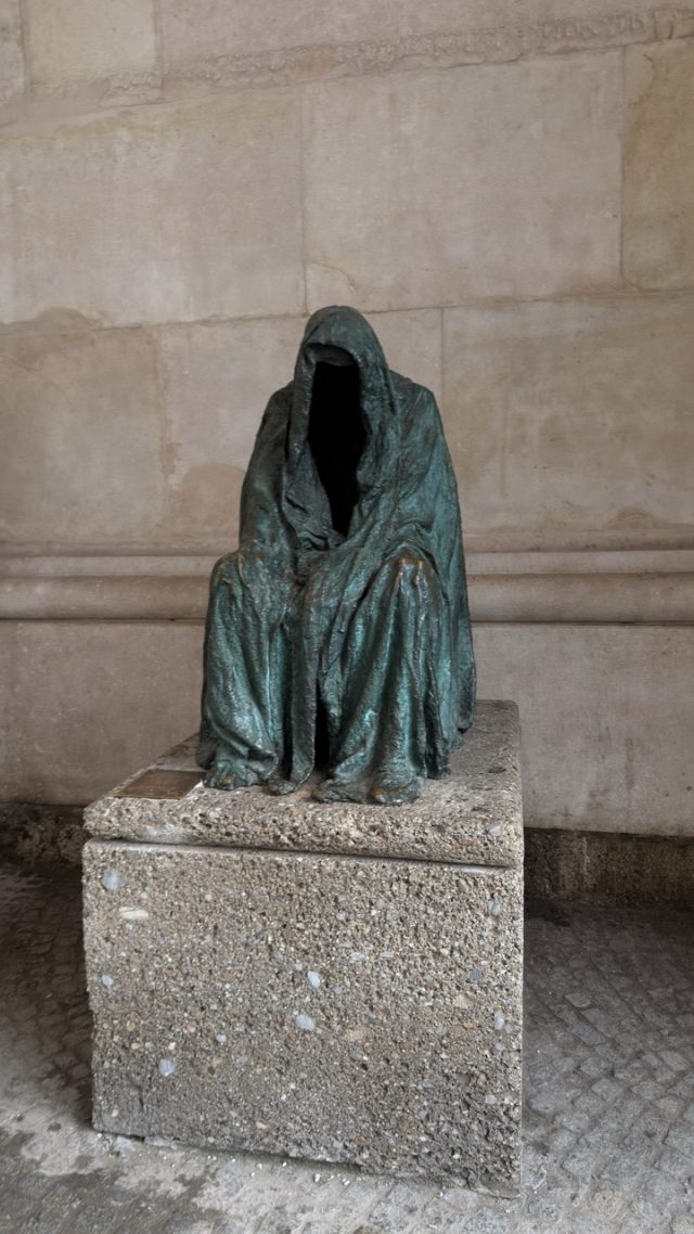 Hand-painted penguin stone #808 hidden at Pieta by Anna Chromy, Salzburg, Austria (photo 2 of 5)