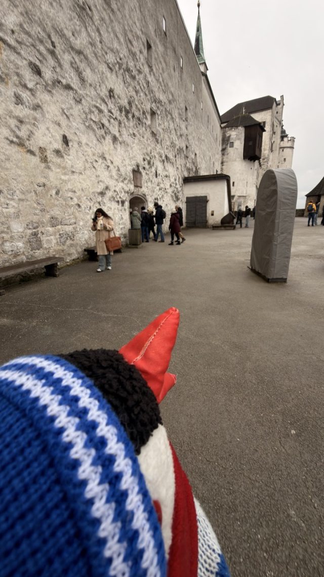 Hand-painted penguin stone #857 hidden at Fortress Hohensalzburg, Salzburg, Austria (photo 3 of 5)