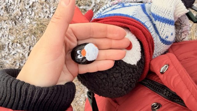 Hand-painted penguin stone #832 hidden at Lozorno Reservoir, Lozorno, Slovakia (photo 4 of 5)