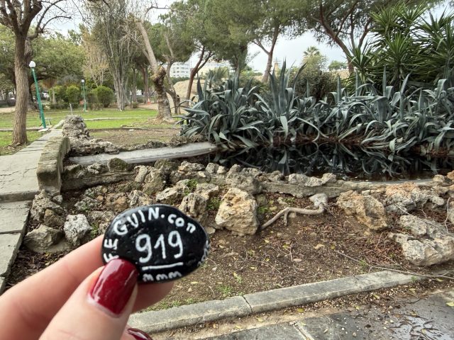 Hand-painted penguin stone #919 hidden at Bayraktar Mosque, Nicosia, Cyprus (photo 3 of 5)