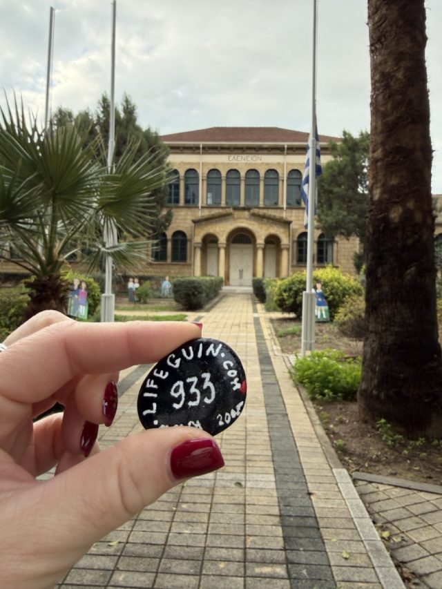 Hand-painted penguin stone #933 hidden at Eleneion Primary School, Nicosia, Cyprus (photo 3 of 5)