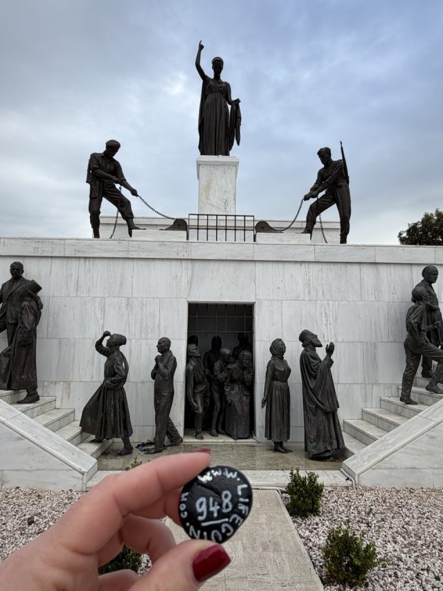 Hand-painted penguin stone #948 hidden at The Liberty Monument, Nicosia, Cyprus (photo 3 of 5)