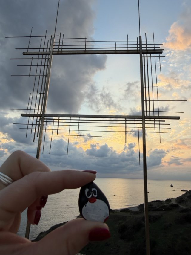 Hand-painted penguin stone #972 hidden at Art installation by Costas Tsoclis, Cyprus (photo 3 of 5)
