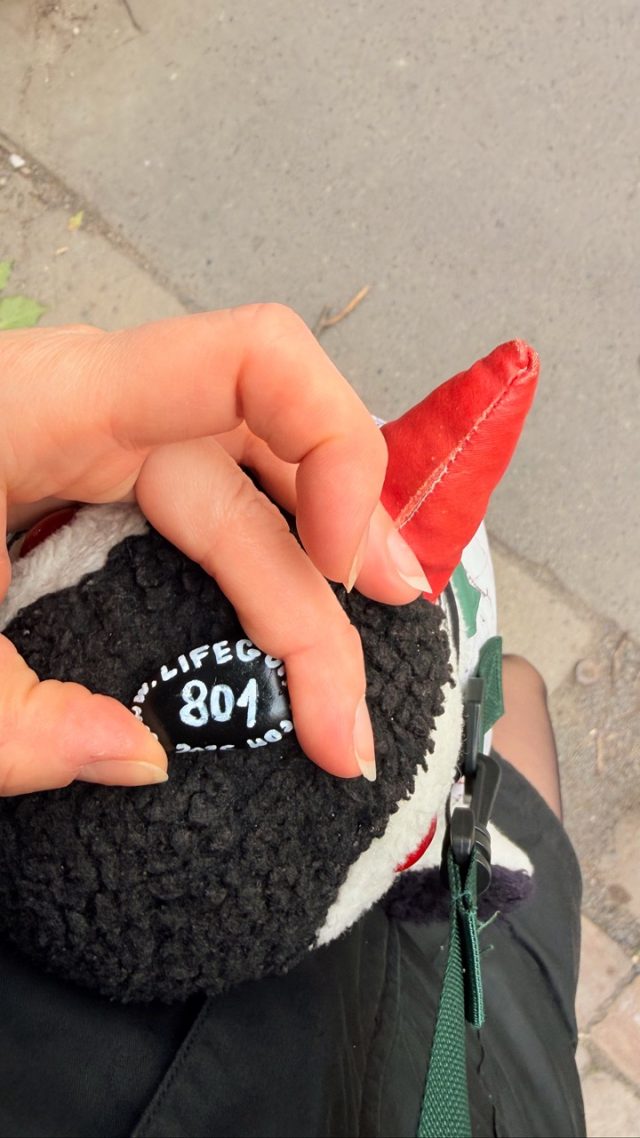 Hand-painted penguin stone #801 hidden at Yellow Penguins, Prague, Czechia (photo 2 of 5)