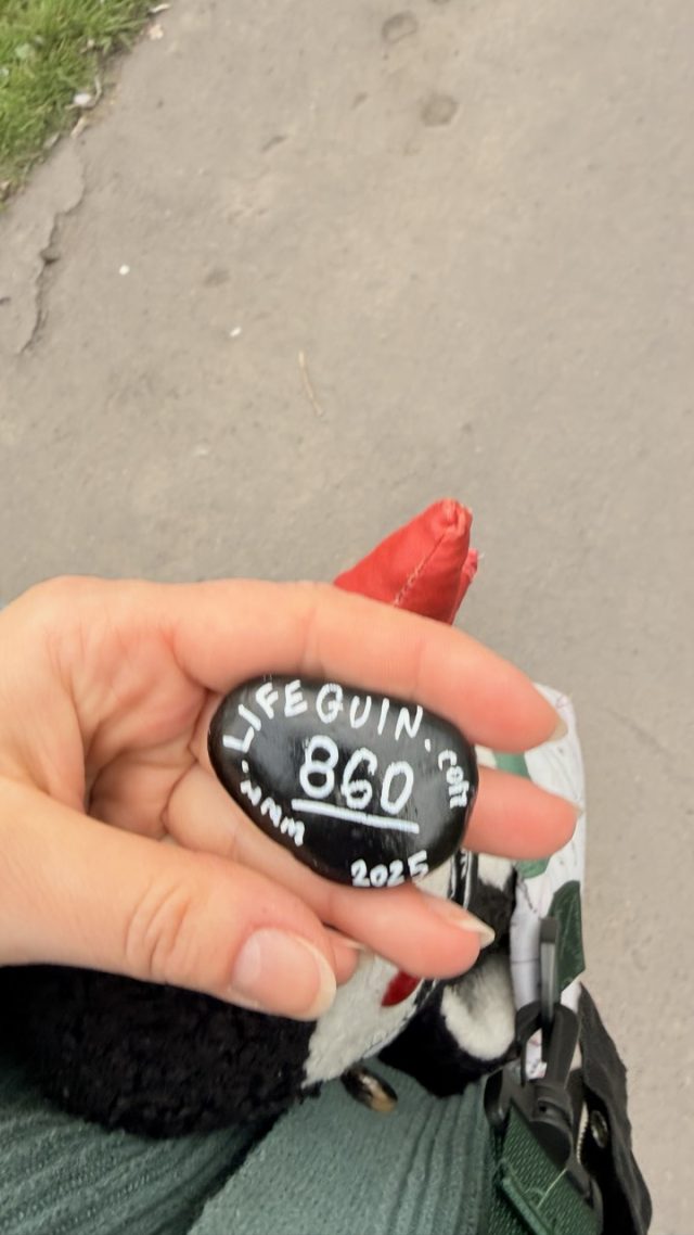 Hand-painted penguin stone #860 hidden at Chapel of St. Eliase, Prague, Czechia (photo 2 of 5)