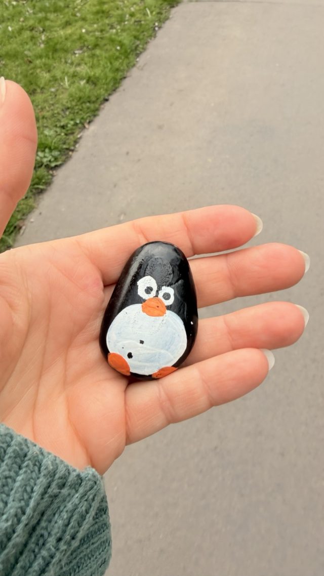 Hand-painted penguin stone #860 hidden at Chapel of St. Eliase, Prague, Czechia (photo 4 of 5)