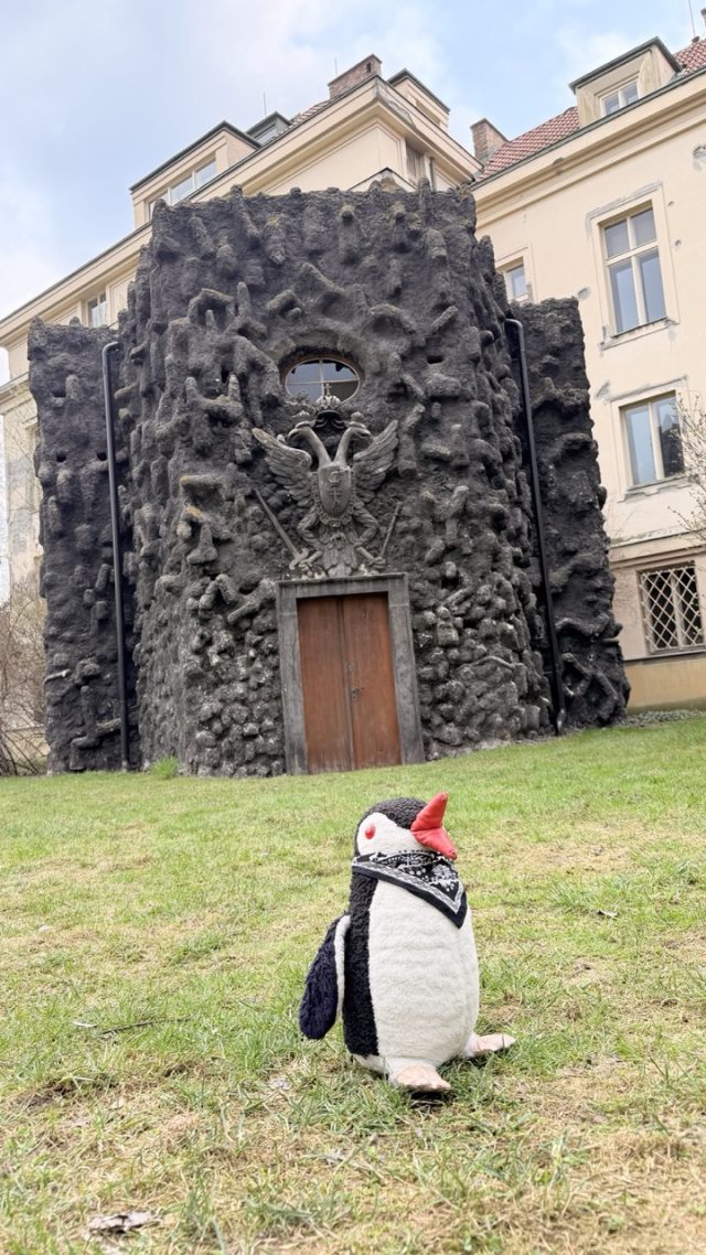Hand-painted penguin stone #860 hidden at Chapel of St. Eliase, Prague, Czechia (photo 5 of 5)