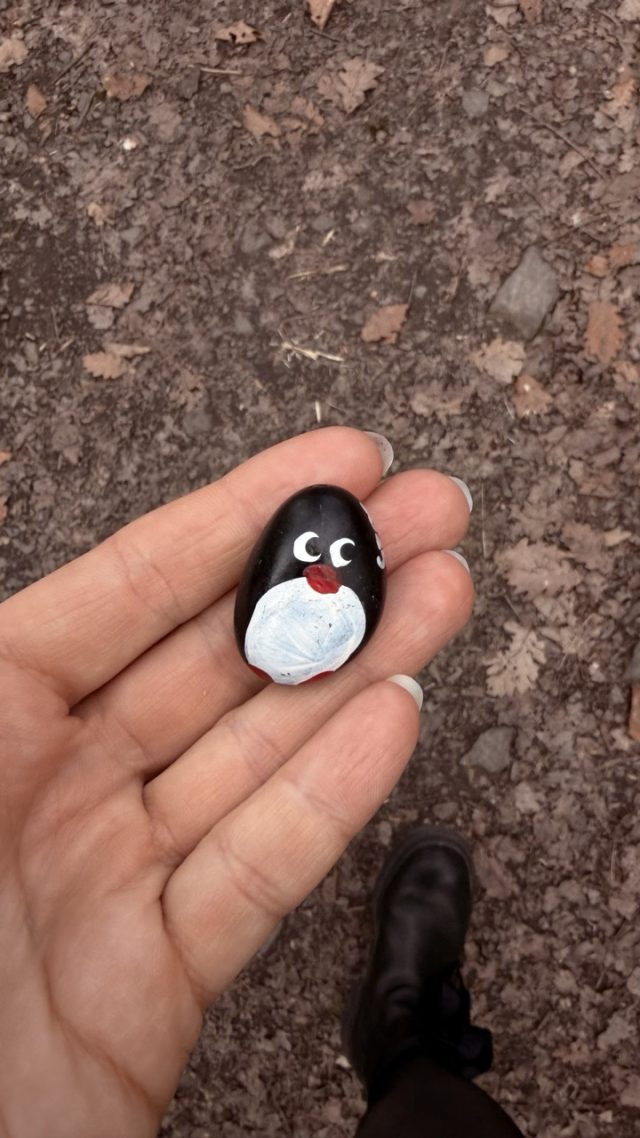 Hand-painted penguin stone #892 hidden at Prirodni pamatka Skalka, Prague, Czechia (photo 3 of 5)