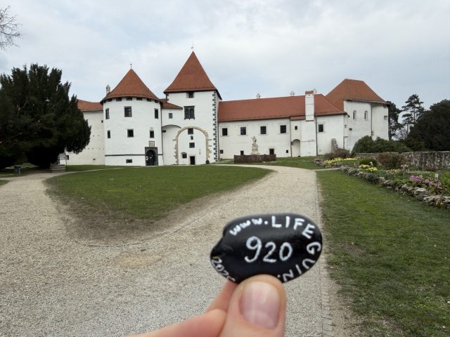 Hand-painted penguin stone #920 hidden at Stari Grad, Varazdin, Croatia (photo 2 of 5)