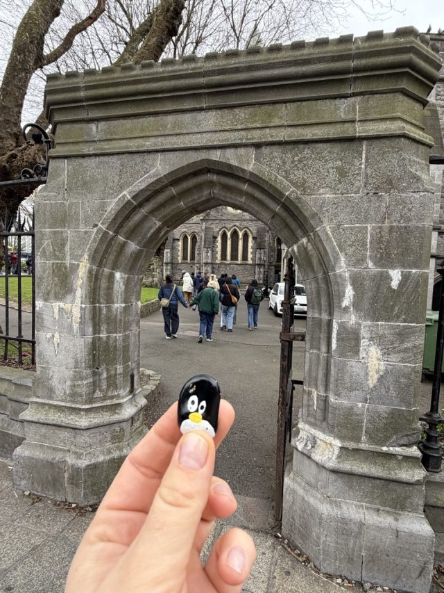 Hand-painted penguin stone #1025 hidden at Christ Church Cathedral, Dublin, Ireland (photo 2 of 5)
