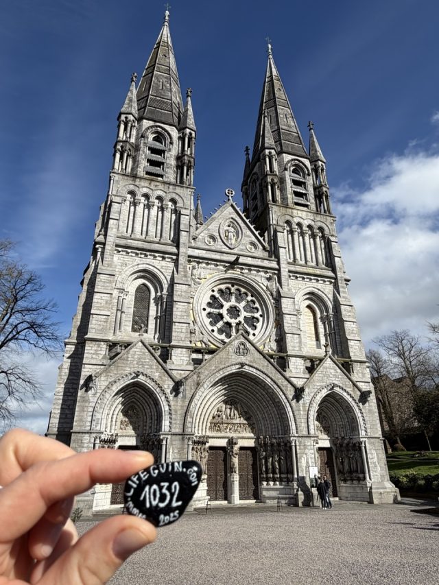 Hand-painted penguin stone #1032 hidden at Saint Fin Barre's Cathedral, Cork, Ireland (photo 4 of 5)