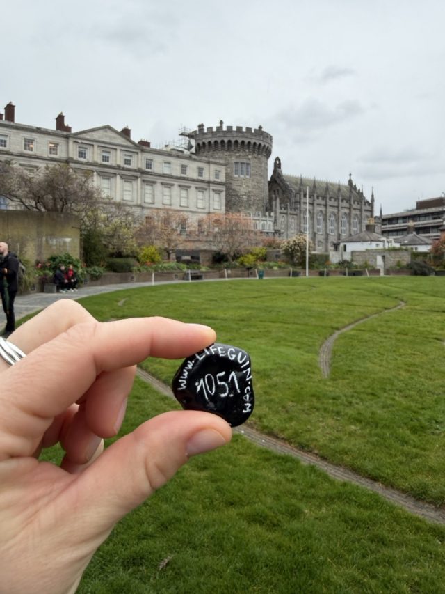 Hand-painted penguin stone #1051 hidden at Dubh Linn Garden, Dublin, Ireland (photo 2 of 5)