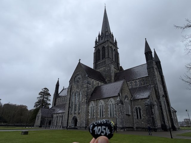 Hand-painted penguin stone #1054 hidden at St. Mary's Cathedral, Killarney, Ireland (photo 4 of 5)