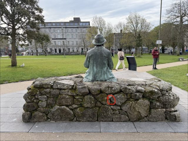 Hand-painted penguin stone #1086 hidden at Eyre Square, Galway, Ireland (photo 5 of 5)