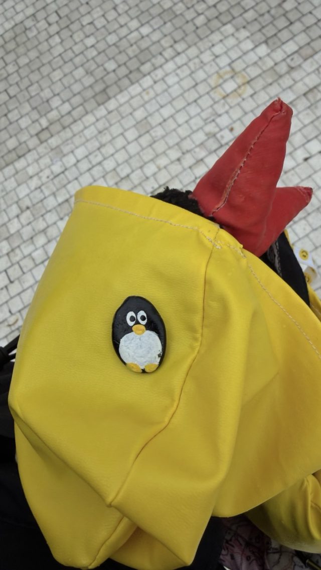 Hand-painted penguin stone #1009 hidden at Stone Bridge, Skopje, North Macedonia (photo 2 of 5)