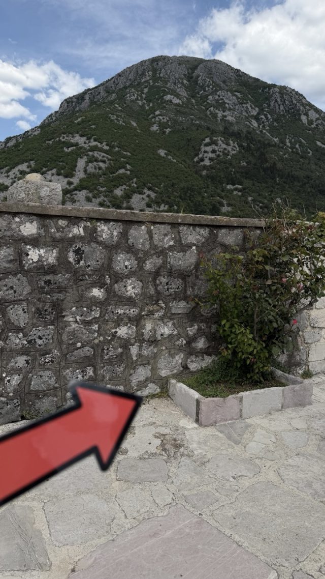 Hand-painted penguin stone #1017 hidden at Stone Wall at Church of Our Lady of the Rocks, Perast, Montenegro (photo 5 of 5)