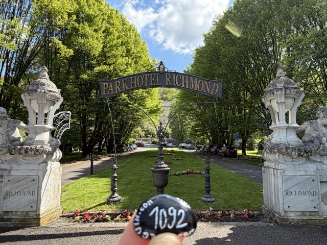 Hand-painted penguin stone #1092 hidden at Park Hotel Richmond, Karlove Vary, Czechia (photo 2 of 5)