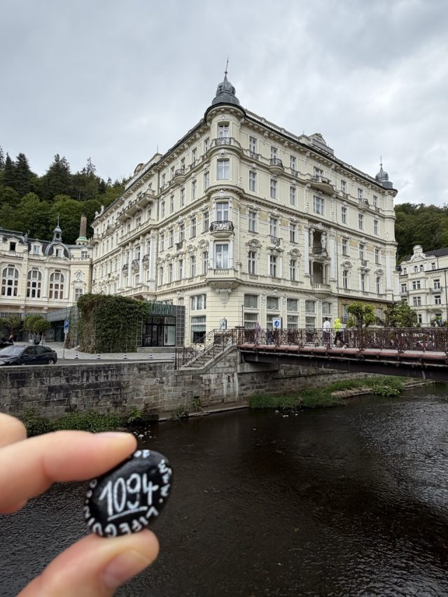 Hand-painted penguin stone #1094 hidden at Lavicka Vaclava Havla, Karlove Vary, Czechia (photo 2 of 5)