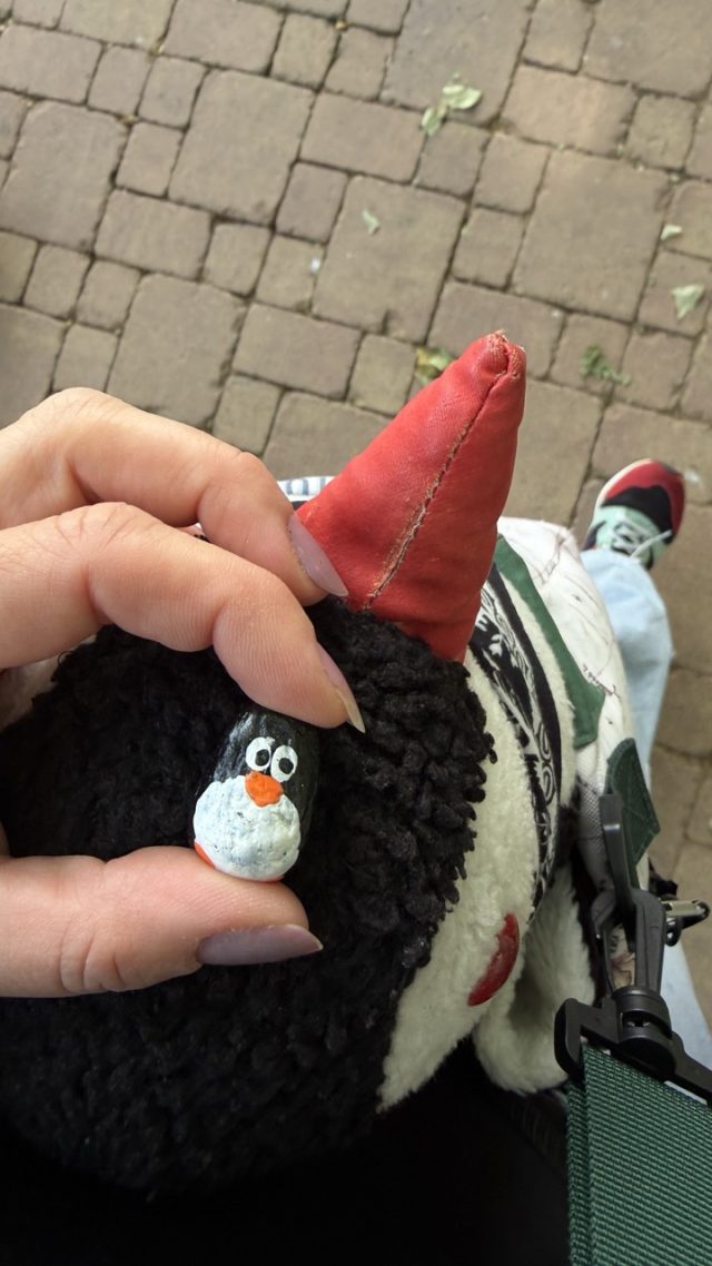 Hand-painted penguin stone #1145 hidden at Old Ship, Skopje, North Macedonia (photo 2 of 5)