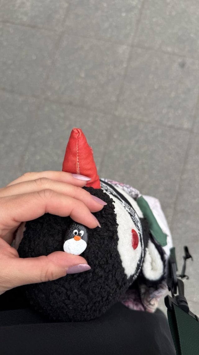 Hand-painted penguin stone #1173 hidden at Kolonada Makedonija, Skopje, North Macedonia (photo 2 of 5)