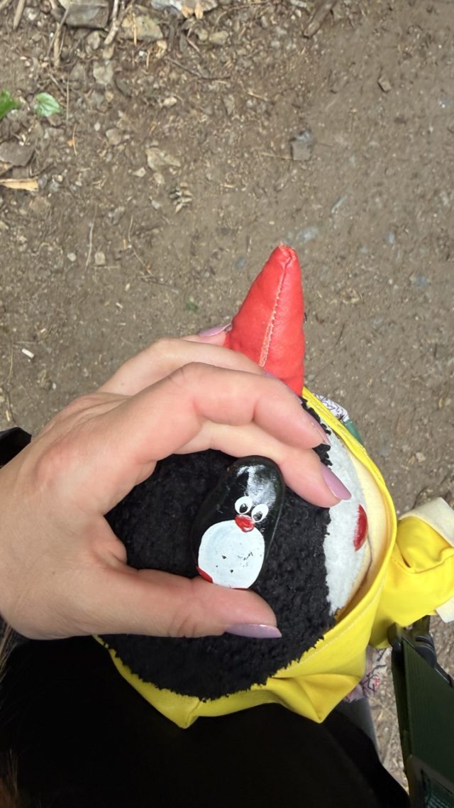 Hand-painted penguin stone #1206 hidden at Monastery of St. Andrea, Matka Canyon, North Macedonia (photo 5 of 5)