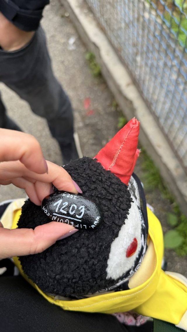 Hand-painted penguin stone #1209 hidden at Rocks, Matka Canyon, North Macedonia (photo 3 of 5)