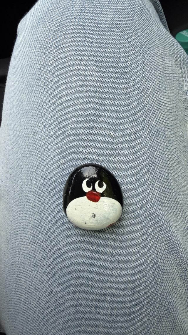 Hand-painted penguin stone #1212 hidden at Prevalla Kosove, Prevalla, Kosovo (photo 3 of 4)