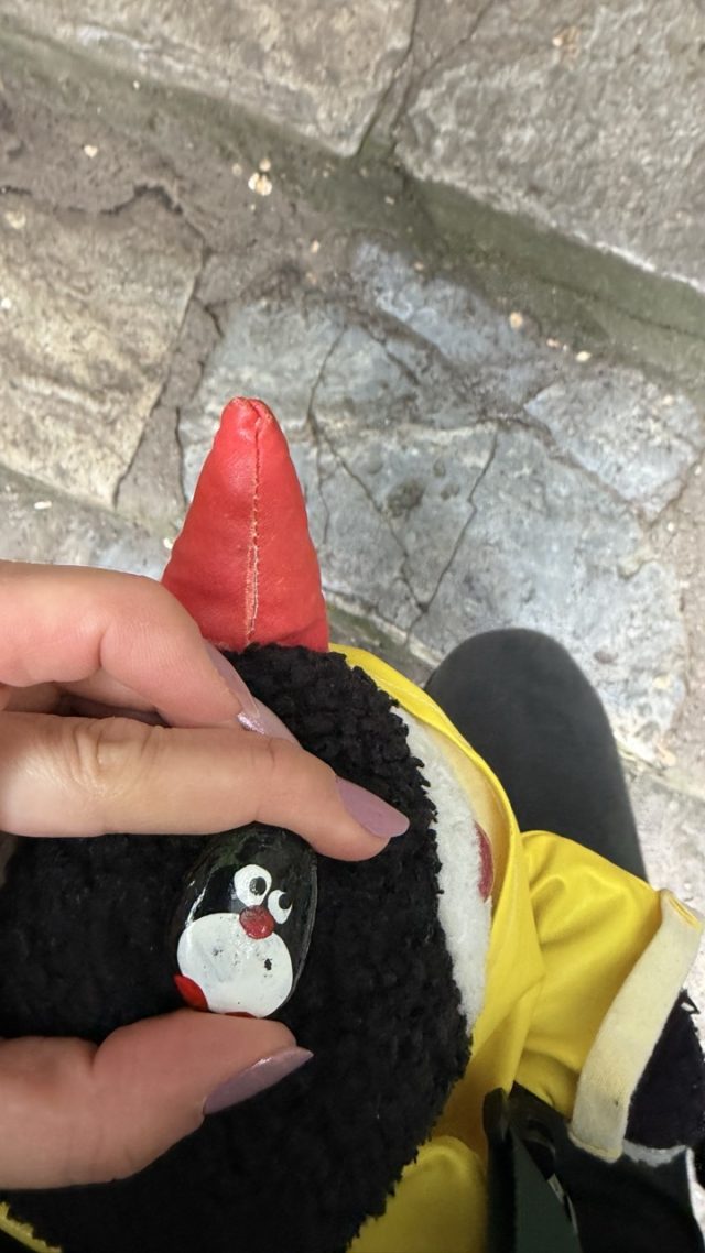 Hand-painted penguin stone #1274 hidden at Rock Wall, Matka Canyon, North Macedonia (photo 3 of 4)