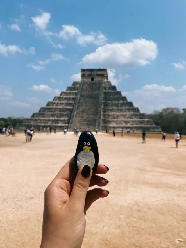 Hand-painted penguin stone #50 hidden at Chichen Itza, Yucatan, Mexico (photo 2 of 4)
