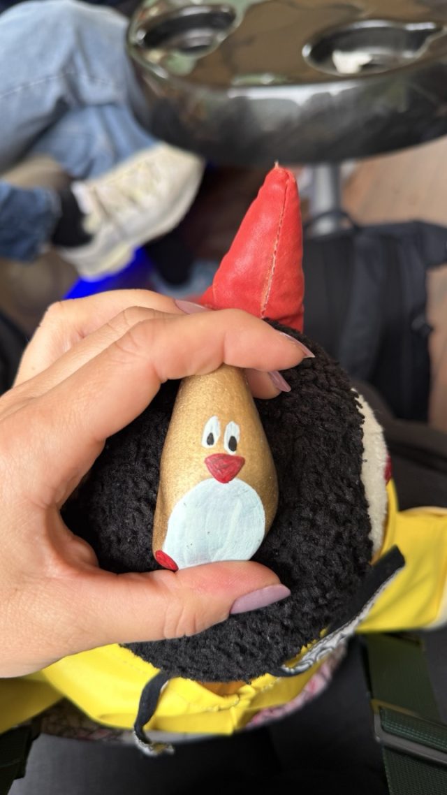 Hand-painted penguin stone #506 hidden at Vrelo Cave, Matka Canyon, North Macedonia (photo 3 of 5)
