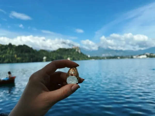 Hand-painted penguin stone #510 hidden at Bled Island, Bled, Slovenia (photo 3 of 4)