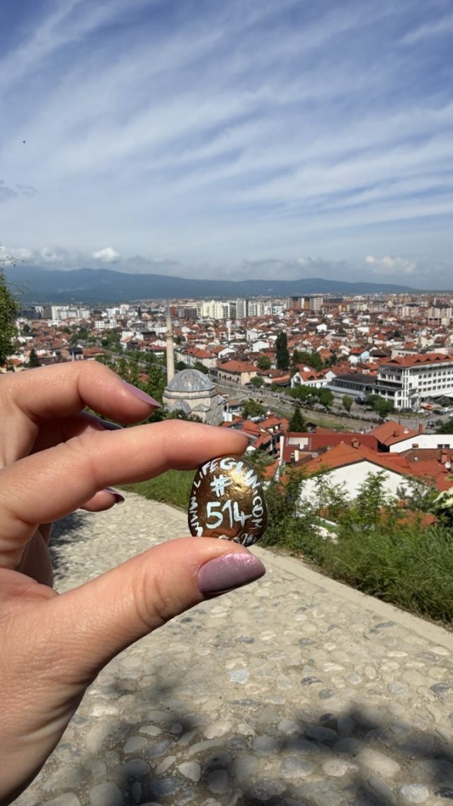 Hand-painted penguin stone #514 hidden at Prizren Fortress, Prizren, Kosovo (photo 2 of 5)