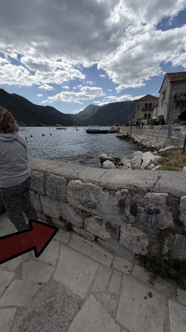 Hand-painted penguin stone #811 hidden at Boat Tours Port, Perast, Montenegro (photo 5 of 5)