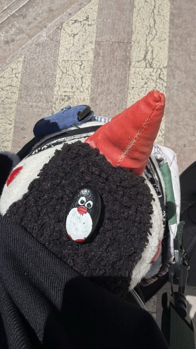 Hand-painted penguin stone #865 hidden at Kotor Town Walls, Kotor, Montenegro (photo 2 of 5)