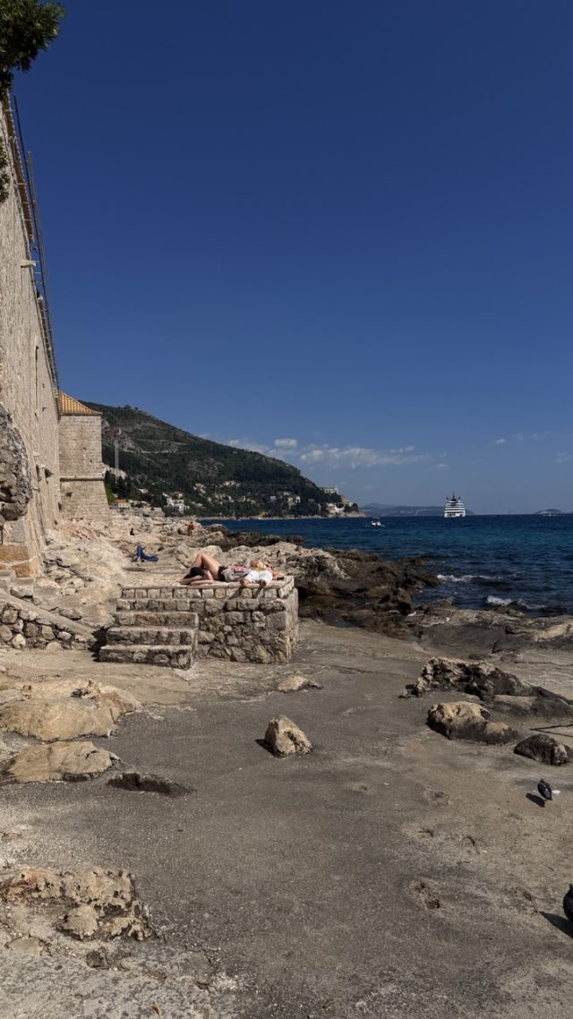 Hand-painted penguin stone #904 hidden at Port 22 Beach, Dubrovnik, Croatia (photo 5 of 5)