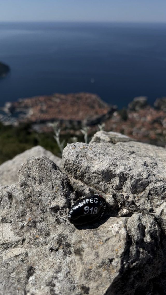 Hand-painted penguin stone #918 hidden at Fortress Imperial, Dubrovnik, Croatia (photo 5 of 5)