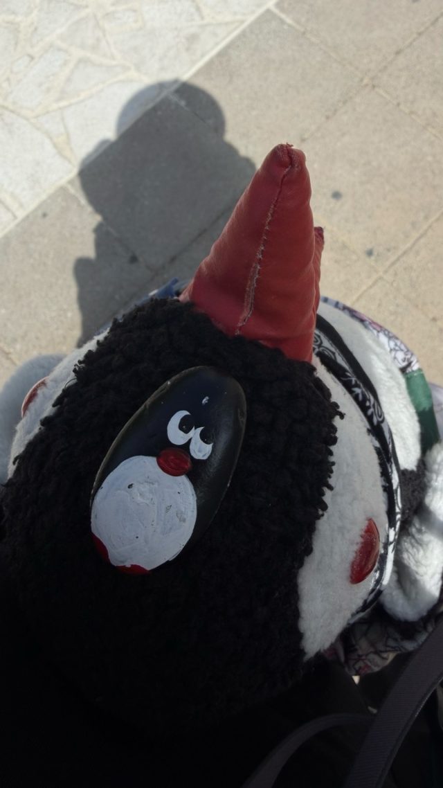 Hand-painted penguin stone #926 hidden at Crooked Bridge, Mostar, Bosnia and Herzegovina (photo 2 of 5)