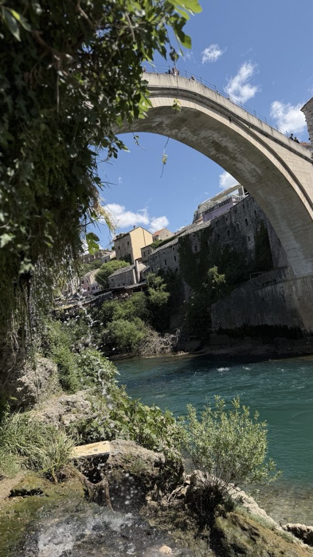 Hand-painted penguin stone #931 hidden at Old Bridge Mostar, Mostar, Bosnia and Herzegovina (photo 5 of 5)