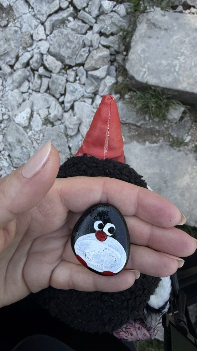 Hand-painted penguin stone #934 hidden at Kotor Bay Panorama, Kotor, Montenegro (photo 2 of 5)